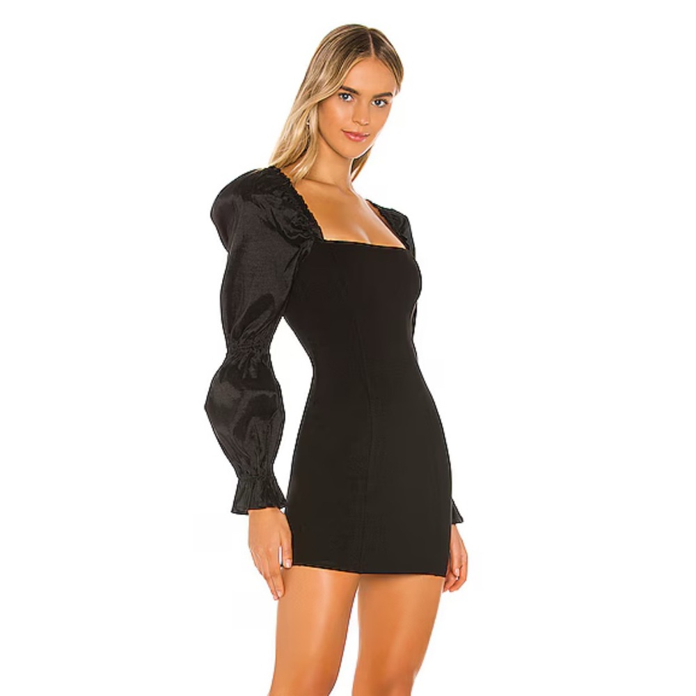 NWOT Majorelle Dove Long Puff Sleeve Mini Dress Black - Size Medium - Picture 3 of 8